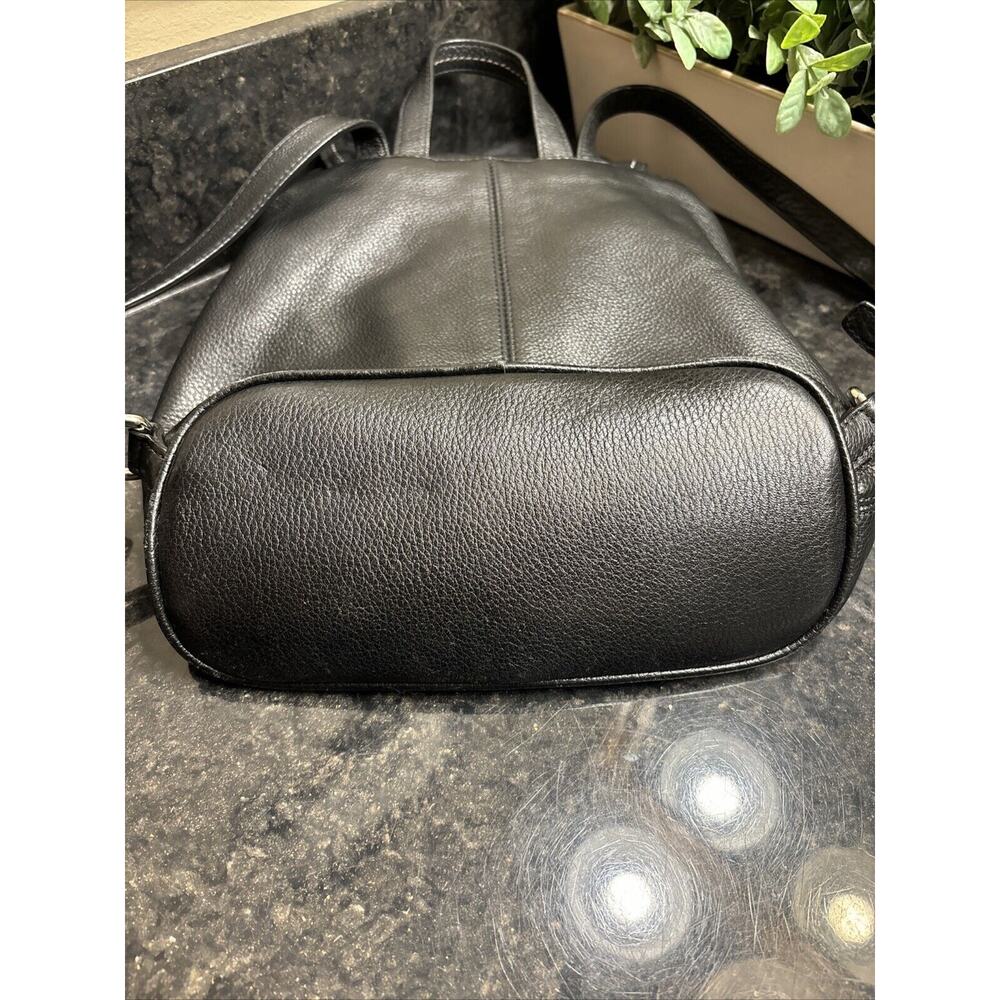 Coach Purse Womens Black Pebbled Leather Park Backpack #24385 Adjustable Straps - Picture 8 of 10